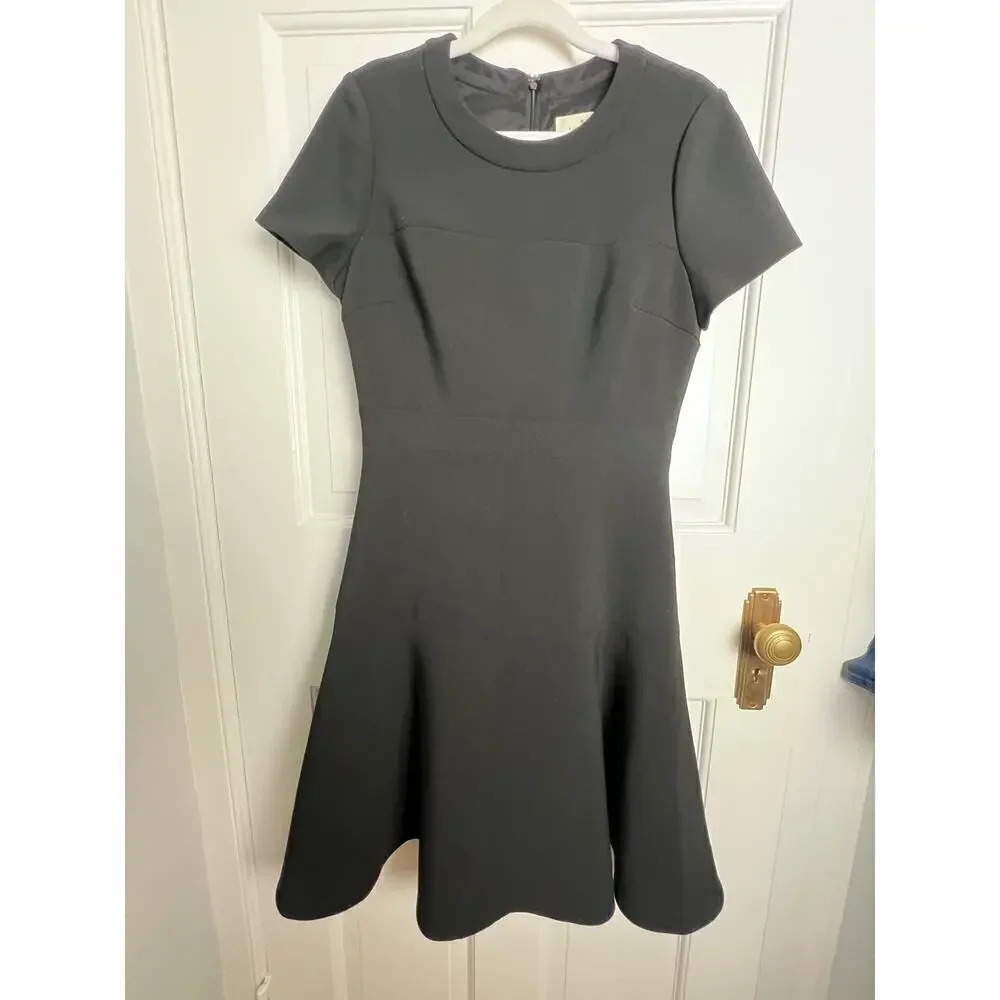 Kate Spade New York Black Jazz Things Up Fit and Flare Crepe Dress Womens 4 Midi